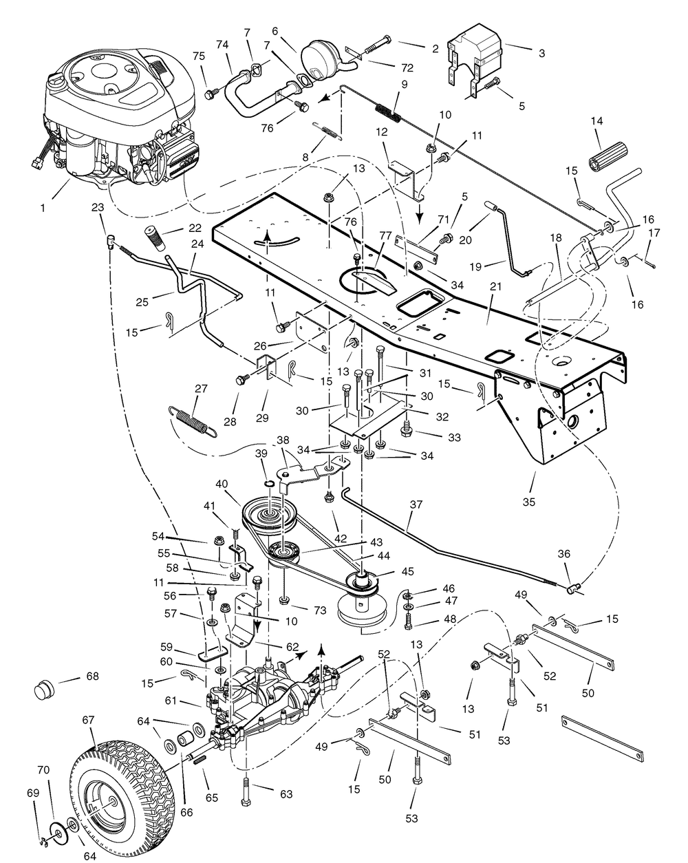 Motion Drive Diagram and Parts List for 309006X50C  Briggs and Stratton Lawn Tractor